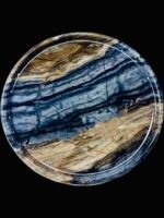 Natural luxury stone "Antique Wood Grain" tray. Dinner tray, fruit tray, display tray (20x20 cm)
