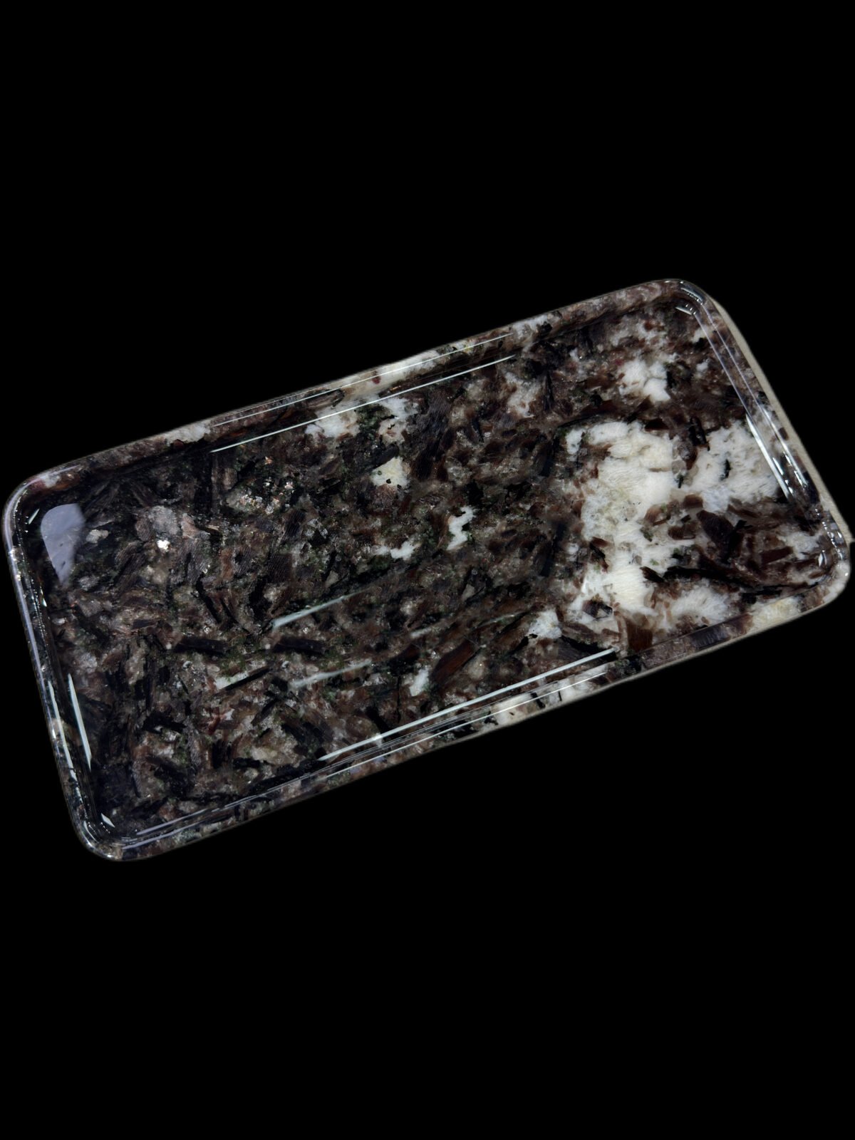 Natural luxury stone "Black Diamond Pandora" tray. Dinner tray, fruit tray, display tray (Specifications: 30x15x1.8)