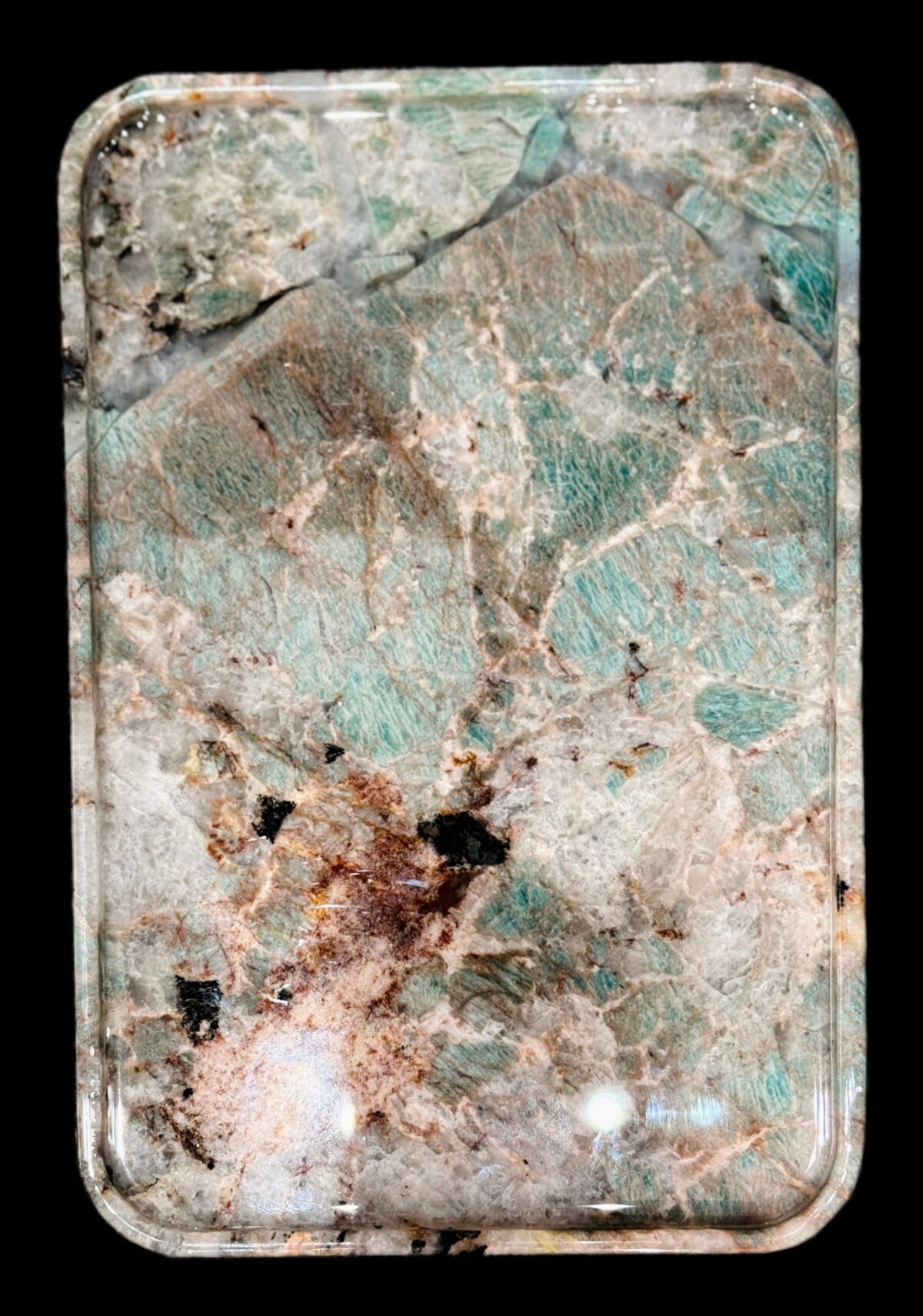 Natural luxury stone "Amazon Green" tray. Dinner tray, fruit tray, display tray specifications (30*20cm)