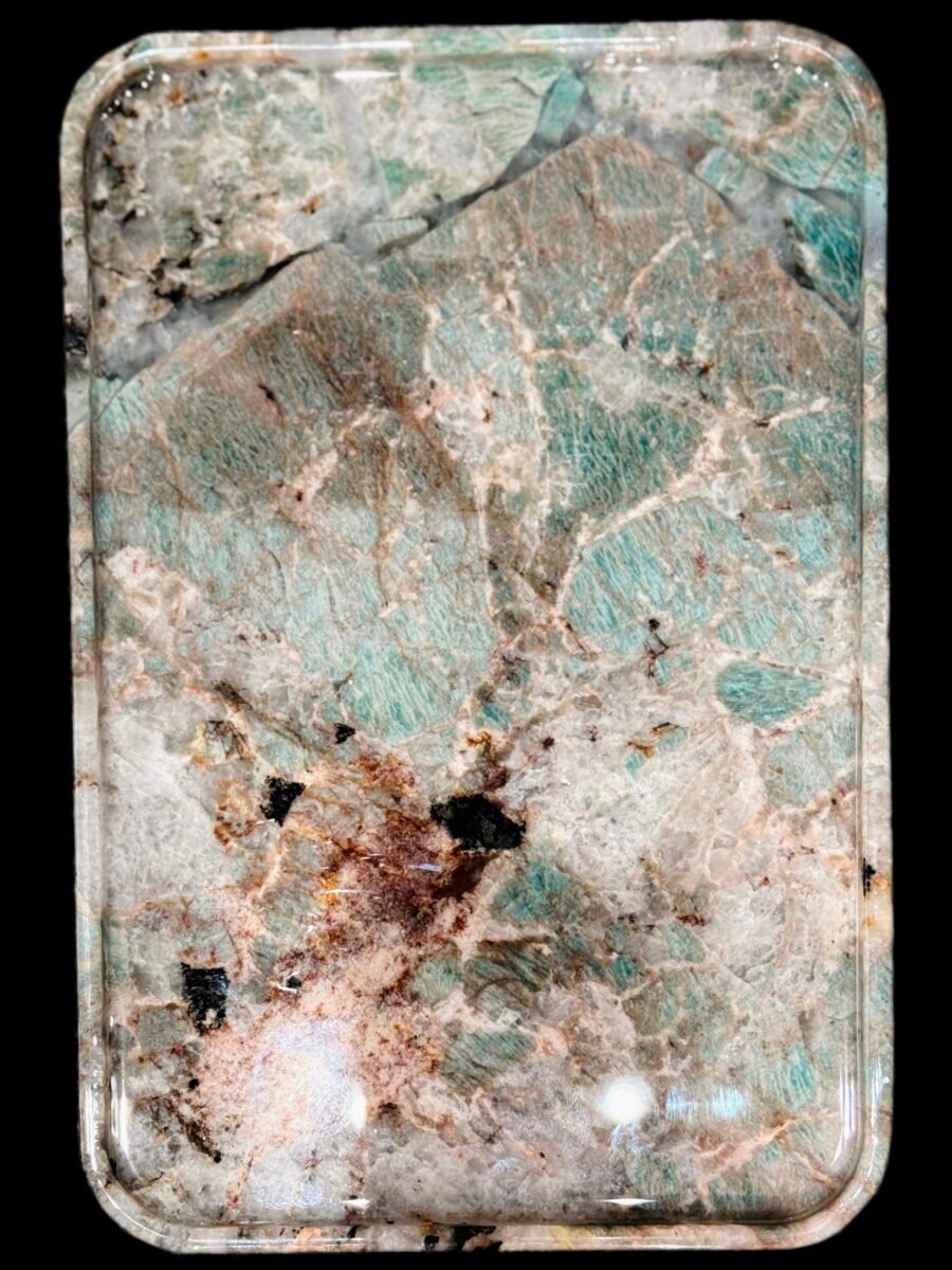 Natural luxury stone "Amazon Green" tray. Dinner tray, fruit tray, display tray specifications (30*20cm)
