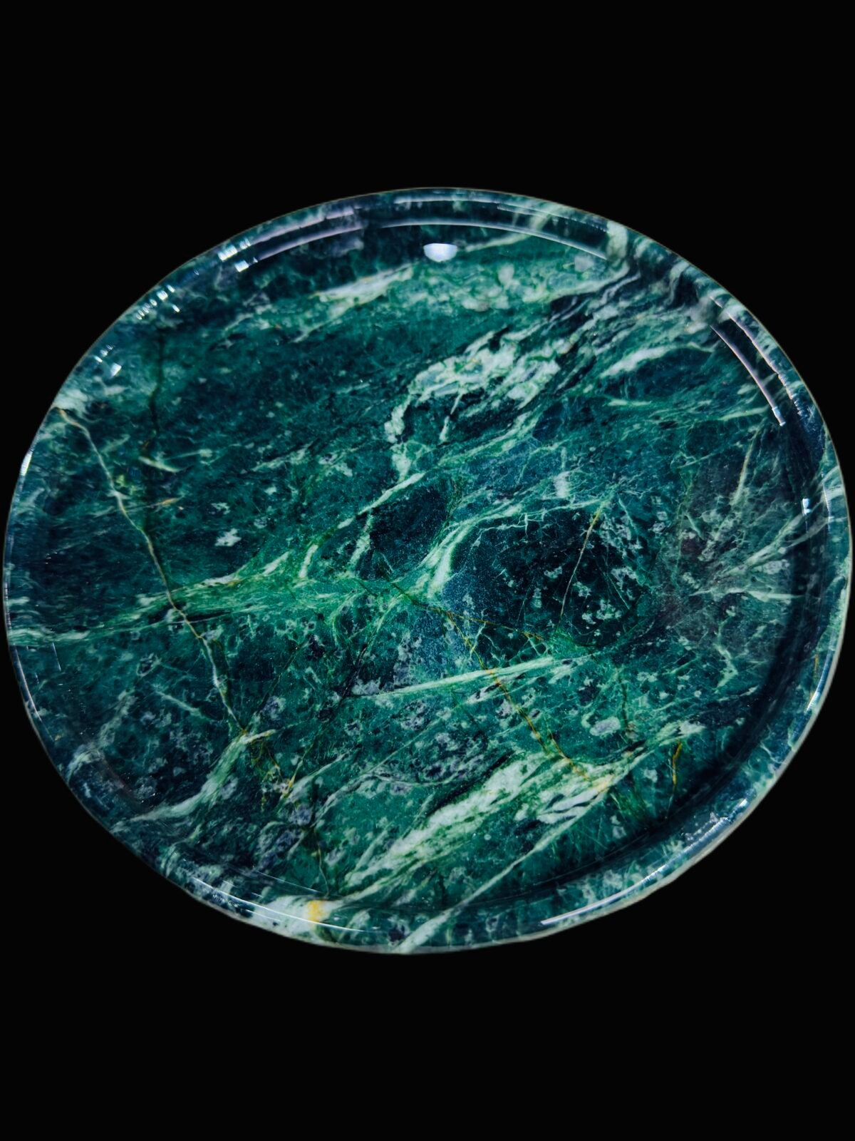 Tray made of natural luxury stone "Prada Green". Dinner tray, fruit plate, display tray (18x18 cm)