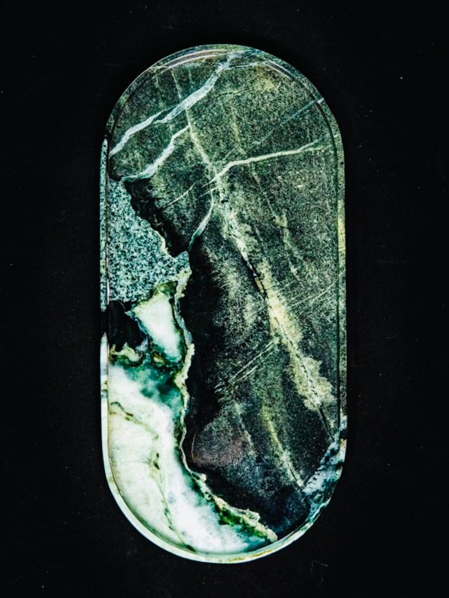 Natural luxury stone "Prada Green" tray. Dinner tray, fruit tray, display tray specifications (30*15CM)