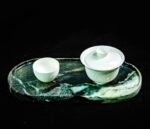 Natural luxury stone "Prada Green" tray. Dinner tray, fruit tray, display tray specifications (30*15CM)