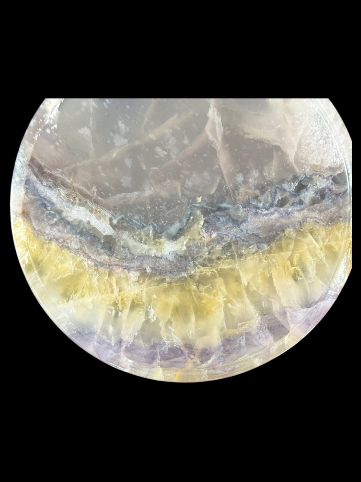 Natural luxury crystal stone "Tricolor Crystal Stone" tray. Dinner plate, fruit plate, display plate Specifications (18x18cm)
