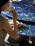 【One-of-a-Kind Collection】 Cloisonné LuxuryStone Dining Table - Full Slab Natural Stonewith Nature's Masterpiece Craftsmanship,Collectible High-End Furniture