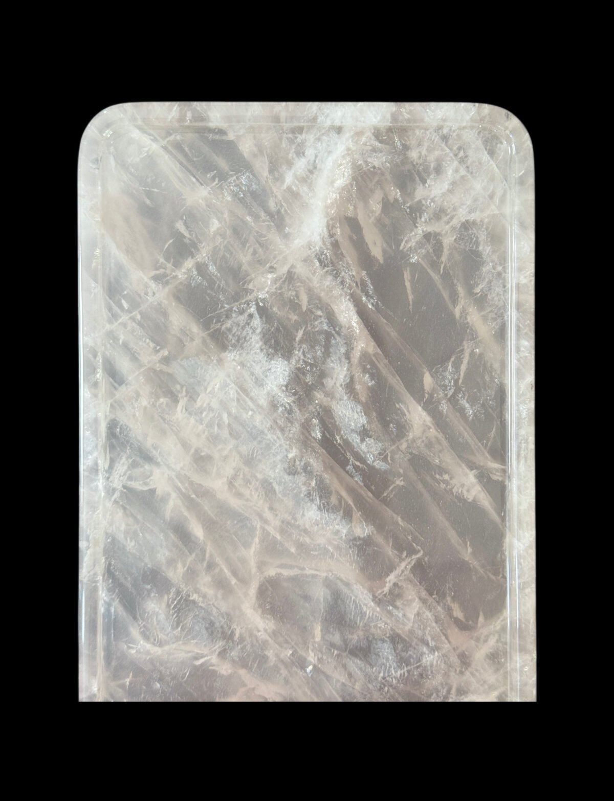 Natural luxury crystal stone "Pink Quartz" tray. Dinner tray, fruit tray, display tray Specifications (30*15CM)