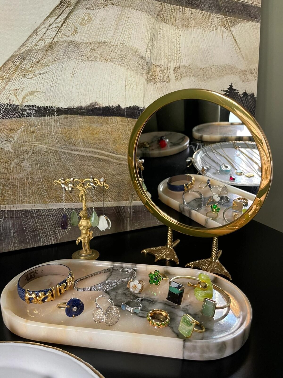 natural luxury stone 'rouge powder' tray