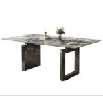"Oreo Gray" marble dining table square modern simple luxury stone dining table and chair combination