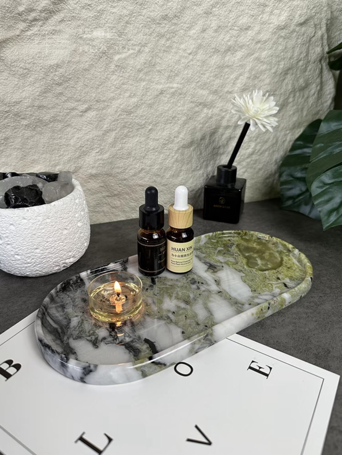 Natural luxury stone "cold jade" tray