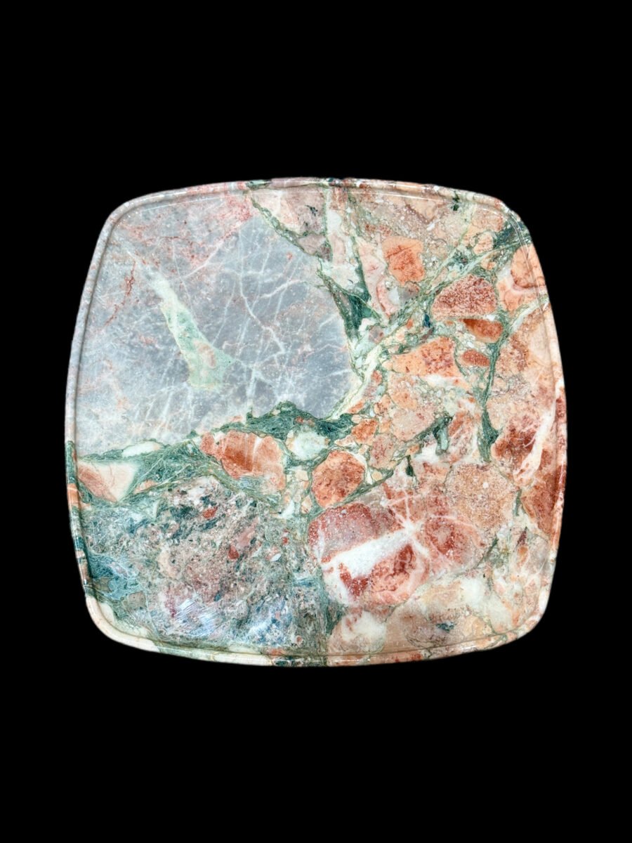 Natural luxury stone "Four Seasons Pink" tray. Dinner tray, fruit tray, display tray (30*30 cm)