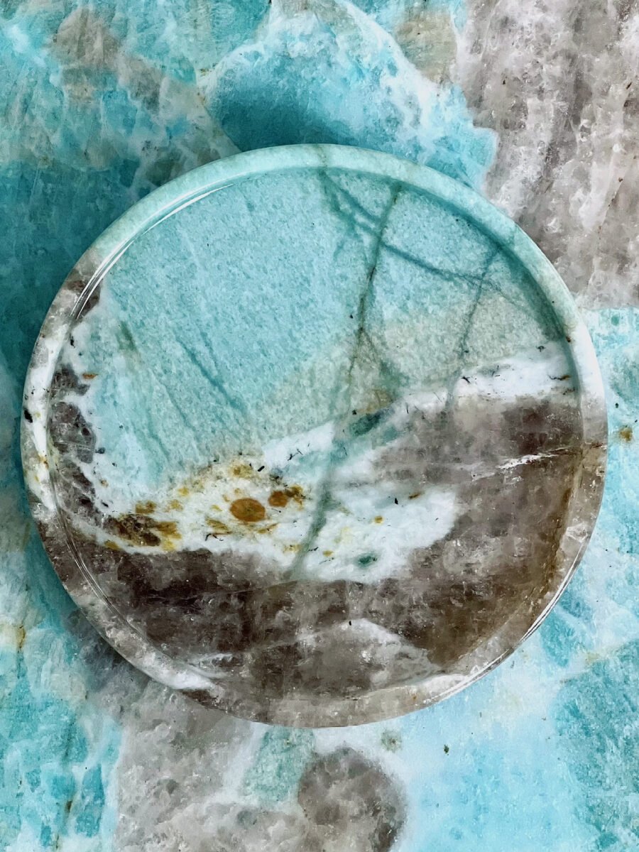Natural luxury stone "Maldives Blue" tray, dinner tray, fruit tray, display tray