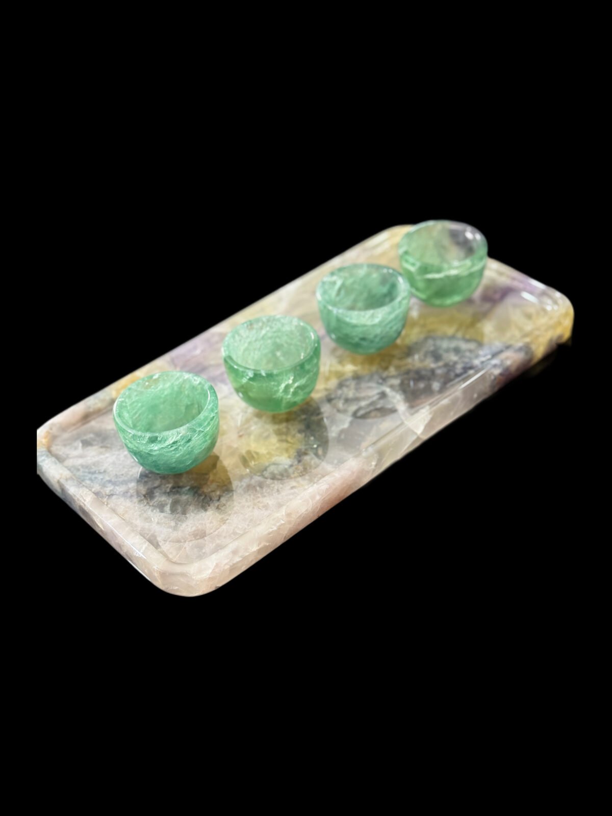 Natural luxury crystal stone "tri-color crystal stone" tray. Dinner plate, fruit plate, display plate Specifications (30*15CM)