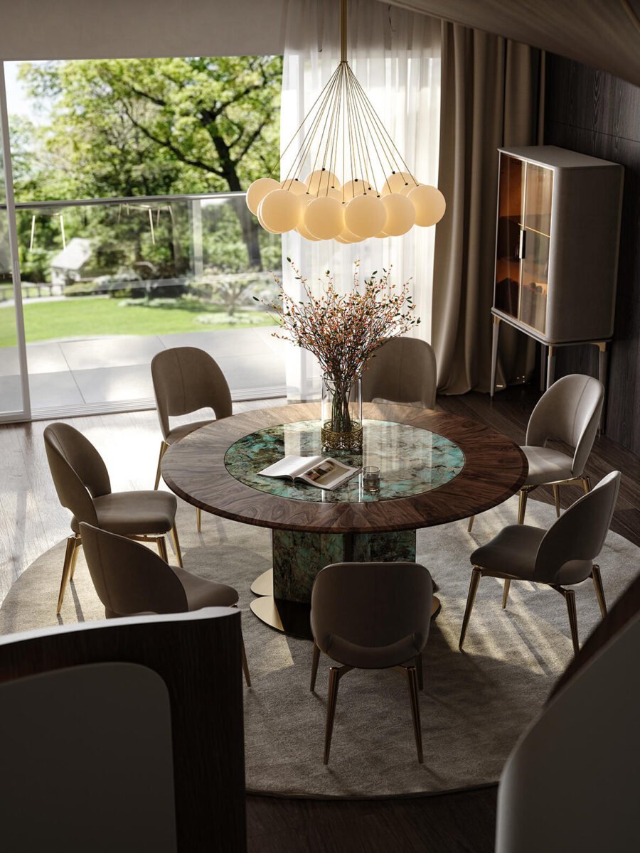 One-of-a-Kind Amazon Green Luxury StoneDining Table: Designer Original, CollectibleArt-Grade Furniture with Luxe Appeal