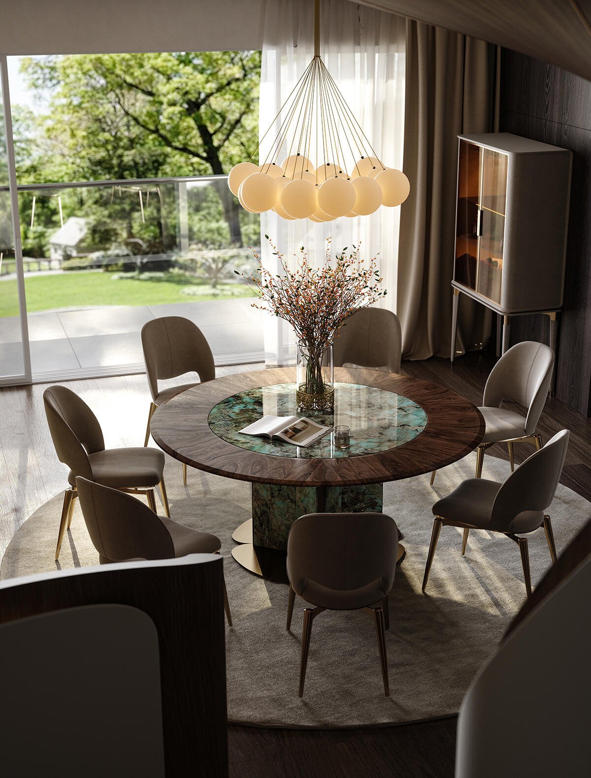 One-of-a-Kind Amazon Green Luxury StoneDining Table: Designer Original, CollectibleArt-Grade Furniture with Luxe Appeal