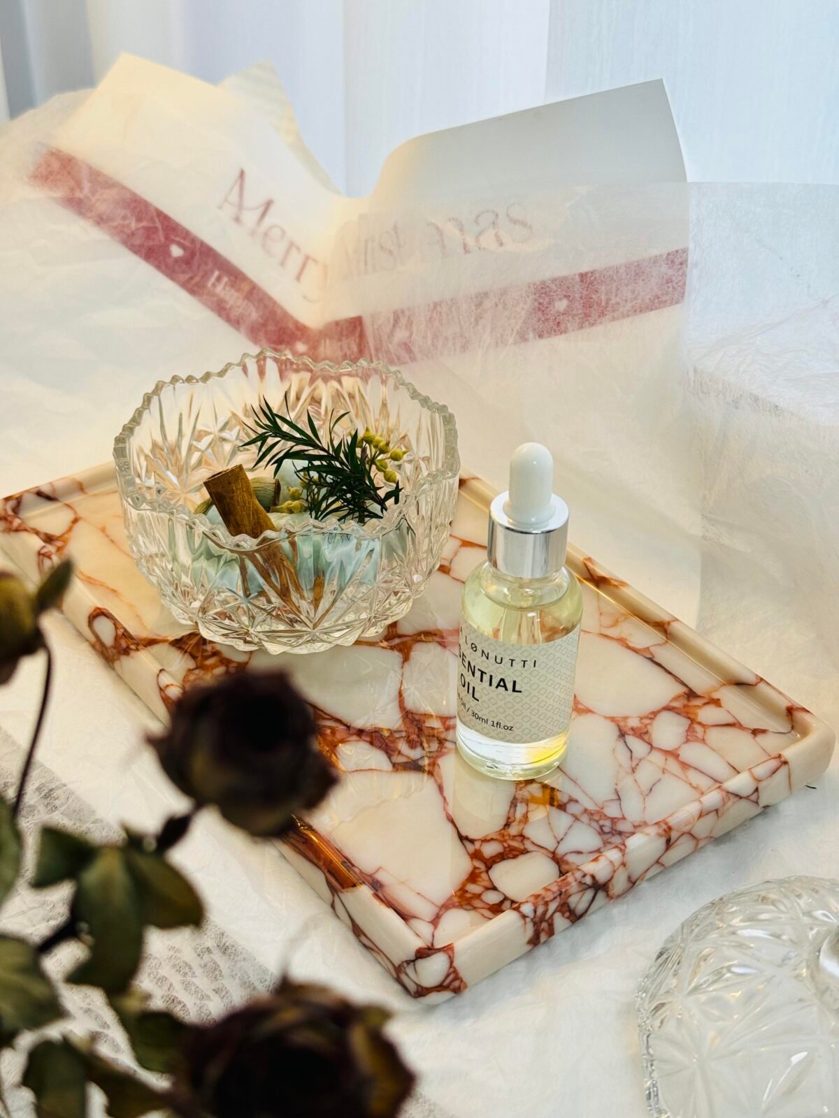 Natural luxury stone "Bulgari red" tray