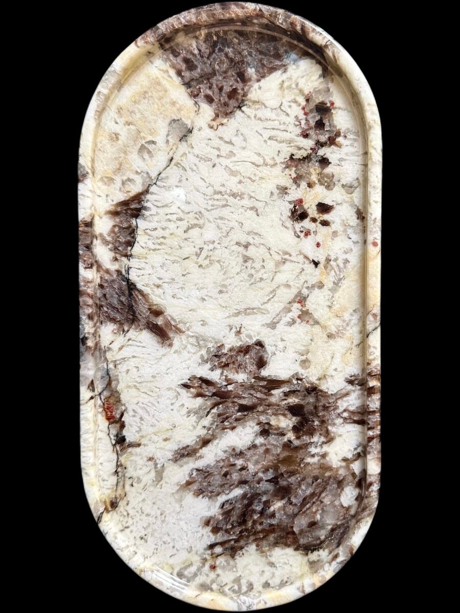 Natural luxury stone "Snow Mountain Flying Fox" tray. Dinner tray, fruit tray, display tray (30*15 cm)