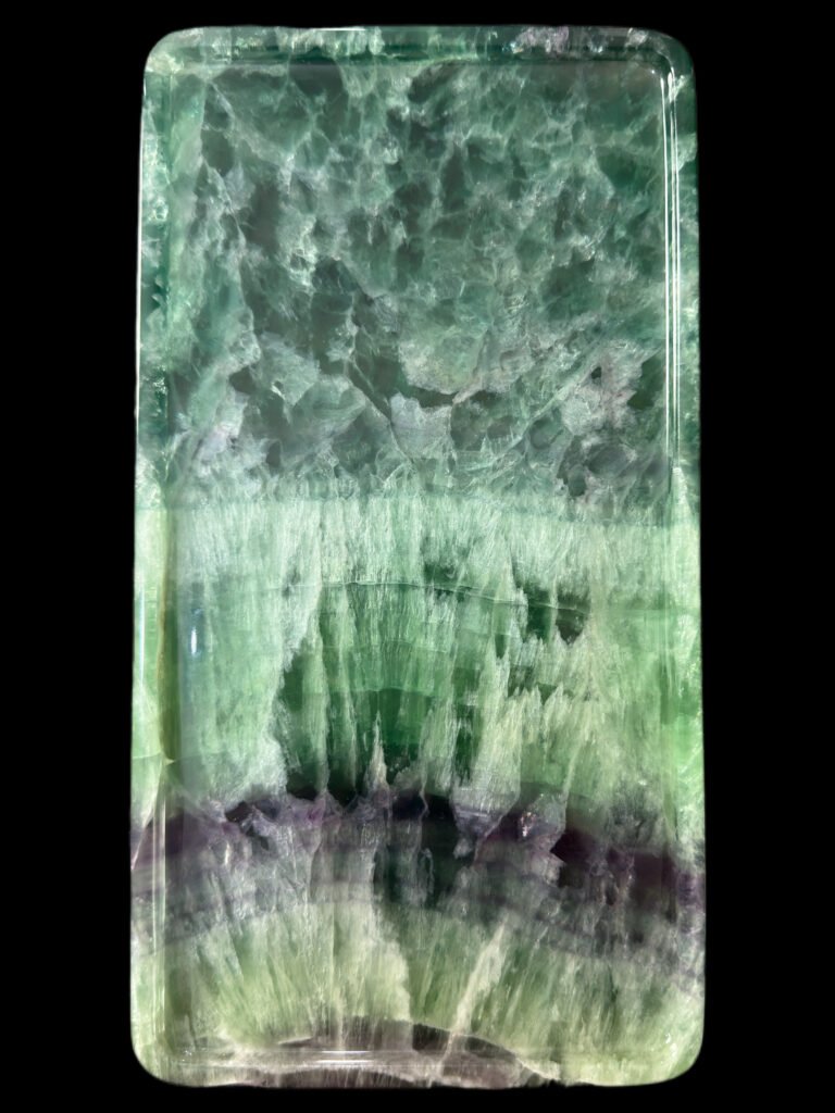 Natural luxury crystal stone "green crystal" tray. Dinner tray, fruit tray, display tray specifications (30*15CM)