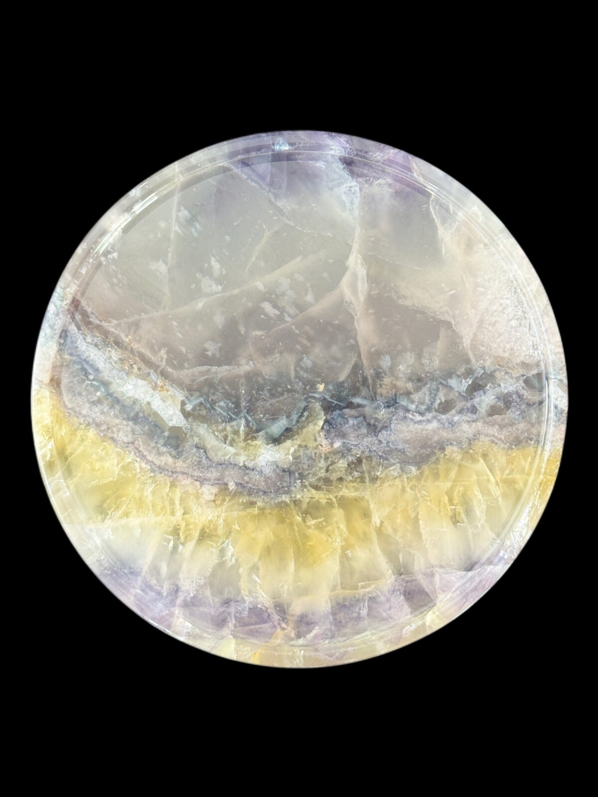 Natural luxury crystal stone "Tricolor Crystal Stone" tray. Dinner plate, fruit plate, display plate Specifications (18x18cm)