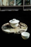 Natural luxury stone "Snow Mountain Orchid" tray. Dinner tray, fruit tray, display tray (Specifications: 30X30)