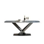 Italian light luxury "blue whale sand" marble dining table modern simple luxury stone dining table home luxury style dining table and chair combination