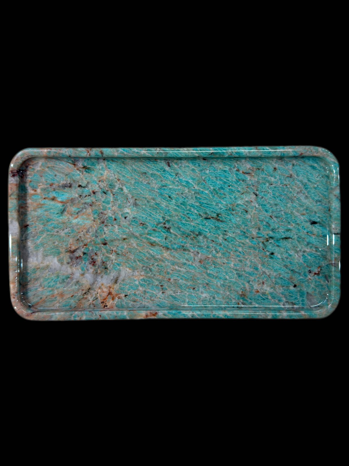 Natural luxury stone "Amazon Green" tray. Dinner tray, fruit tray, display tray (size: 25 x 13cm)