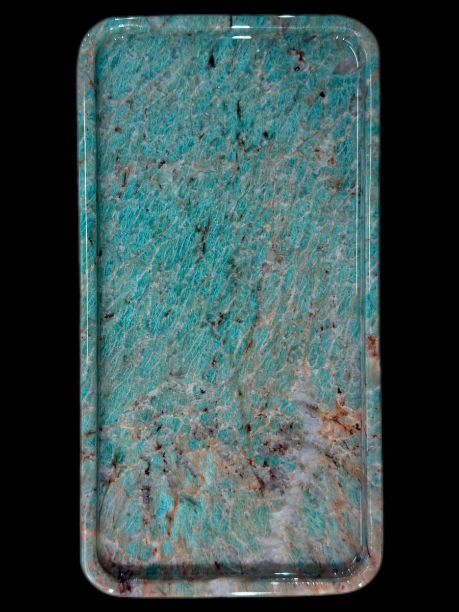 Natural luxury stone "Amazon Green" tray. Dinner tray, fruit tray, display tray (size: 25 x 13cm)
