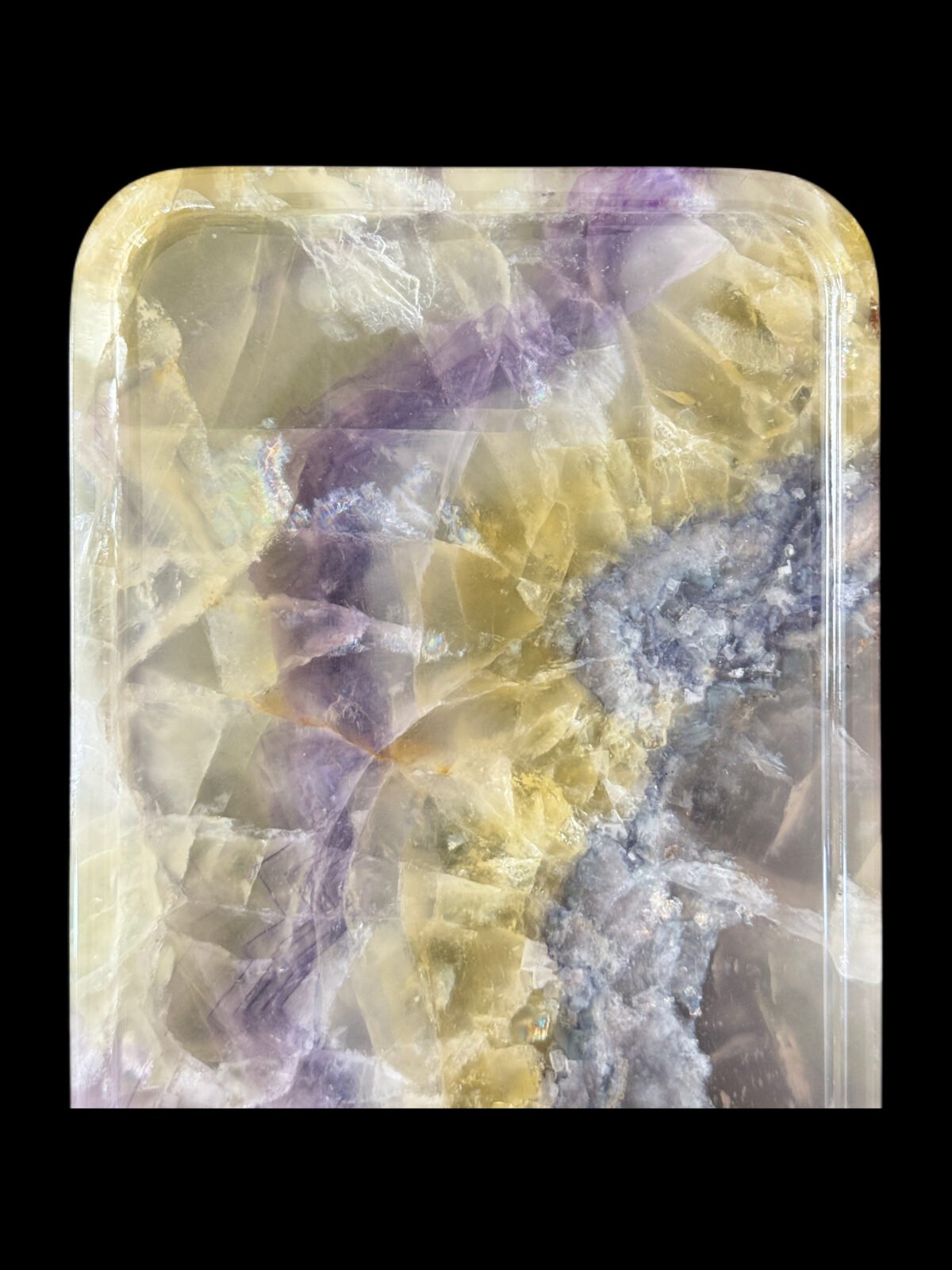 Natural luxury crystal stone "tri-color crystal stone" tray. Dinner plate, fruit plate, display plate Specifications (30*15CM)