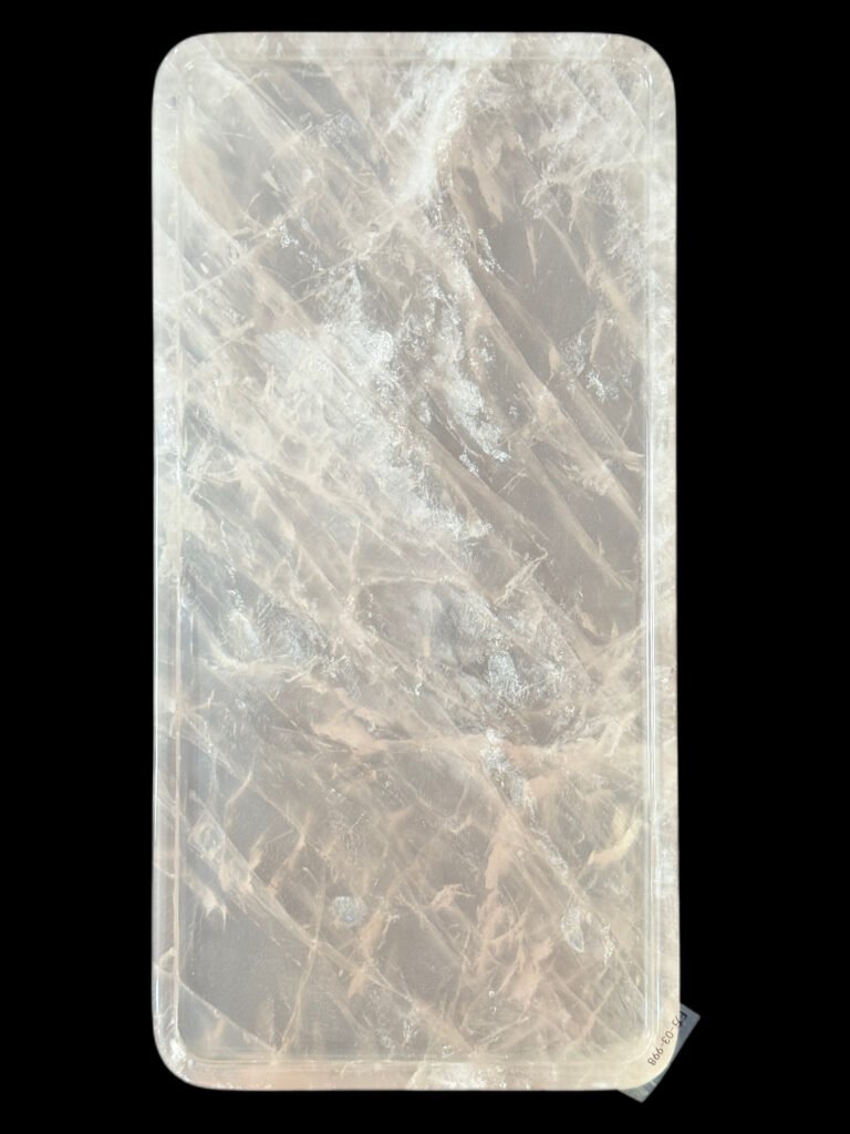 Natural luxury crystal stone "Pink Quartz" tray. Dinner tray, fruit tray, display tray Specifications (30*15CM)