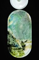 Natural luxury stone "Maldives Blue" tray. Dinner tray, fruit tray, display tray