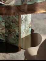 One-of-a-Kind Amazon Green Luxury StoneDining Table: Designer Original, CollectibleArt-Grade Furniture with Luxe Appeal