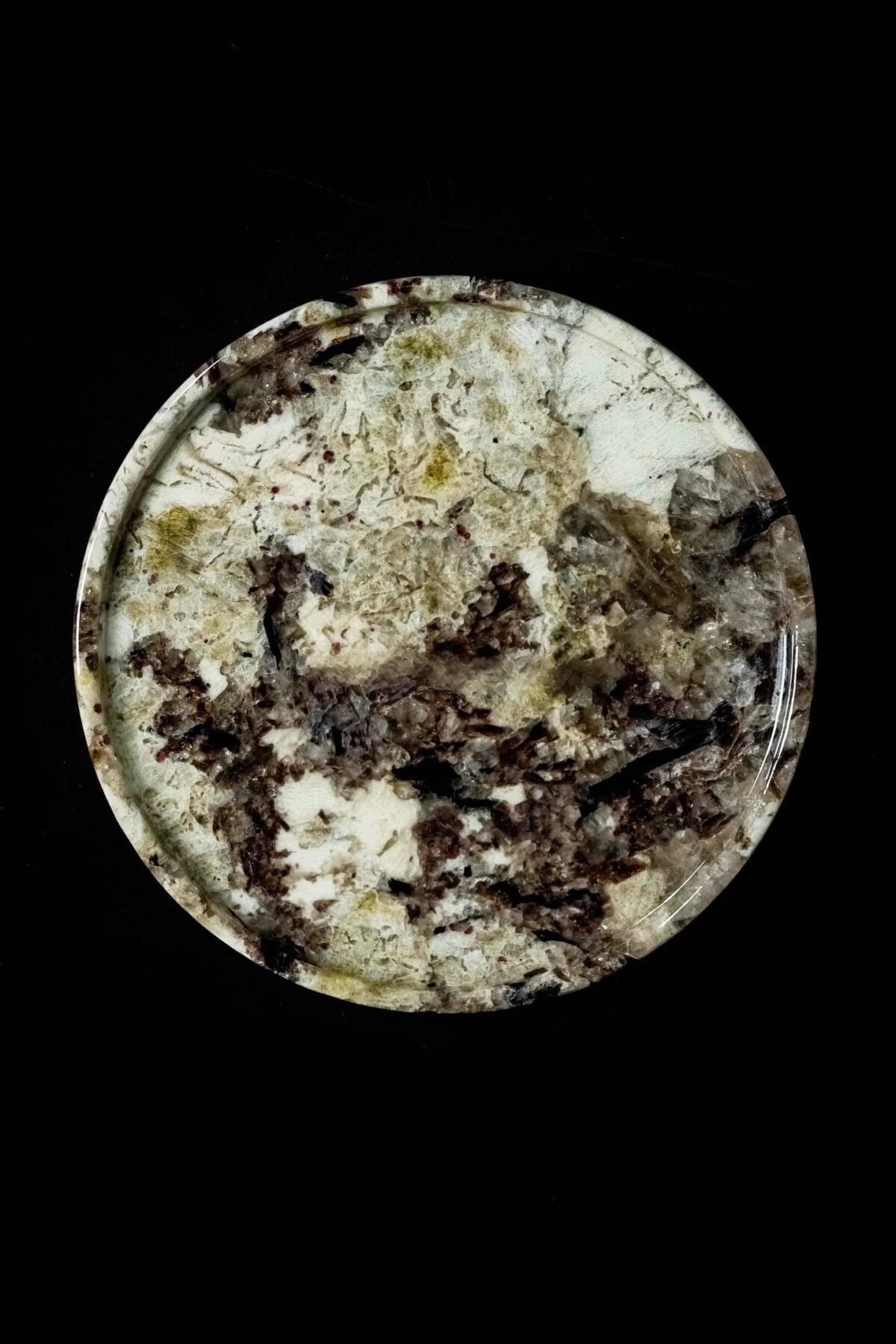 Natural luxury stone "Snow Mountain Orchid" tray. Dinner tray, fruit tray, display tray (Specifications: 30X30)