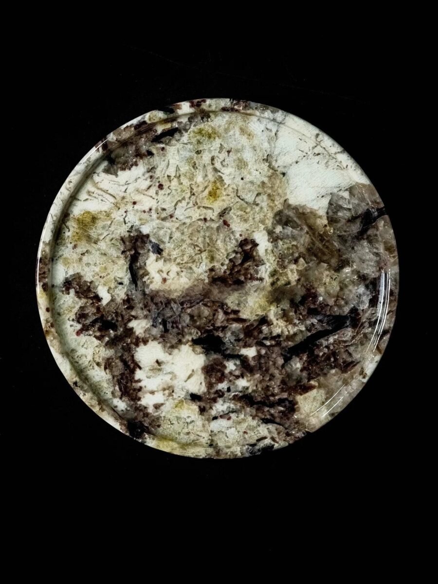 Natural luxury stone "Snow Mountain Orchid" tray. Dinner tray, fruit tray, display tray (Specifications: 30X30)