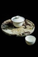 Natural luxury stone "Snow Mountain Orchid" tray. Dinner tray, fruit tray, display tray (Specifications: 30X30)