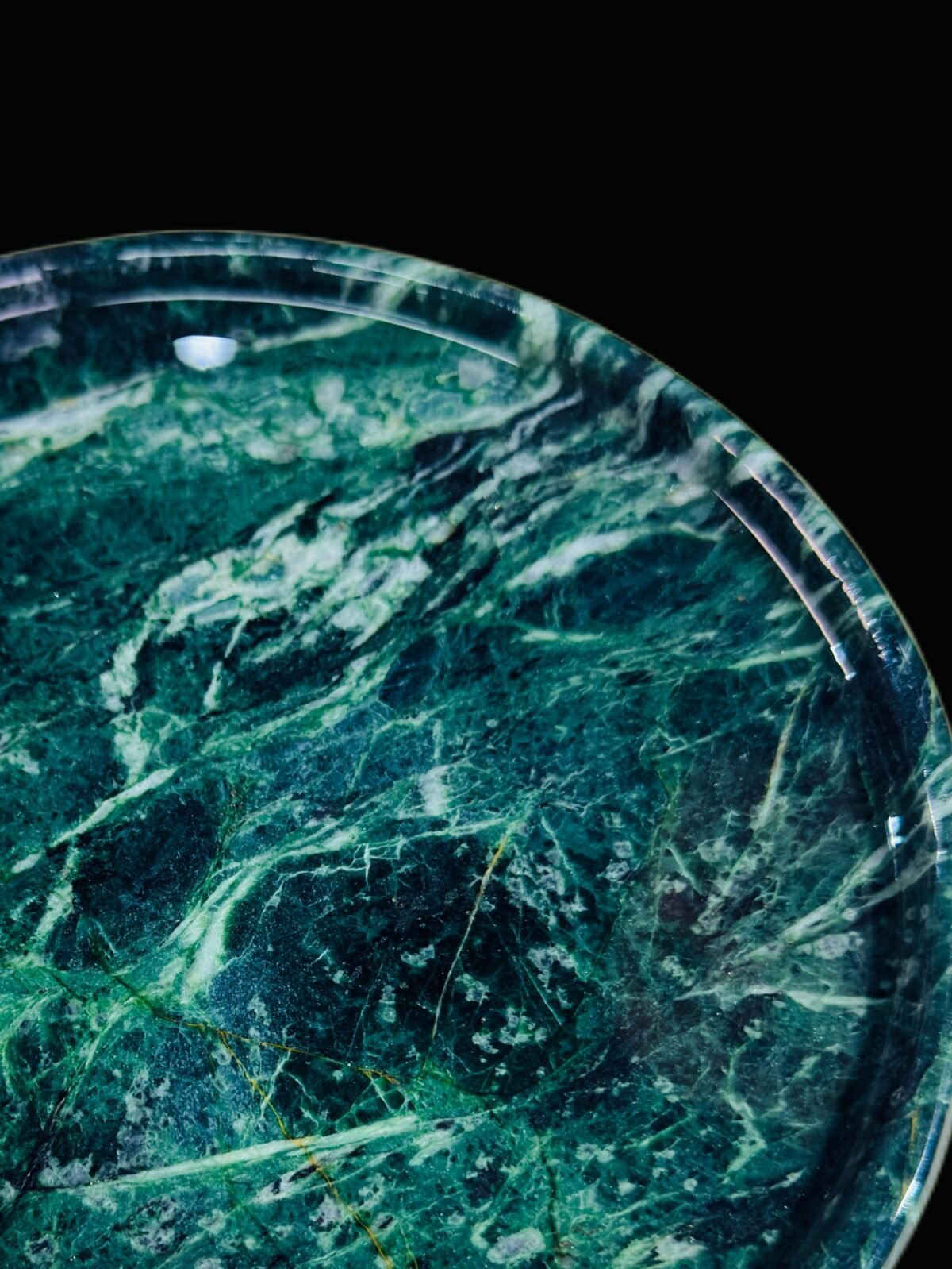 Tray made of natural luxury stone "Prada Green". Dinner tray, fruit plate, display tray (18x18 cm)