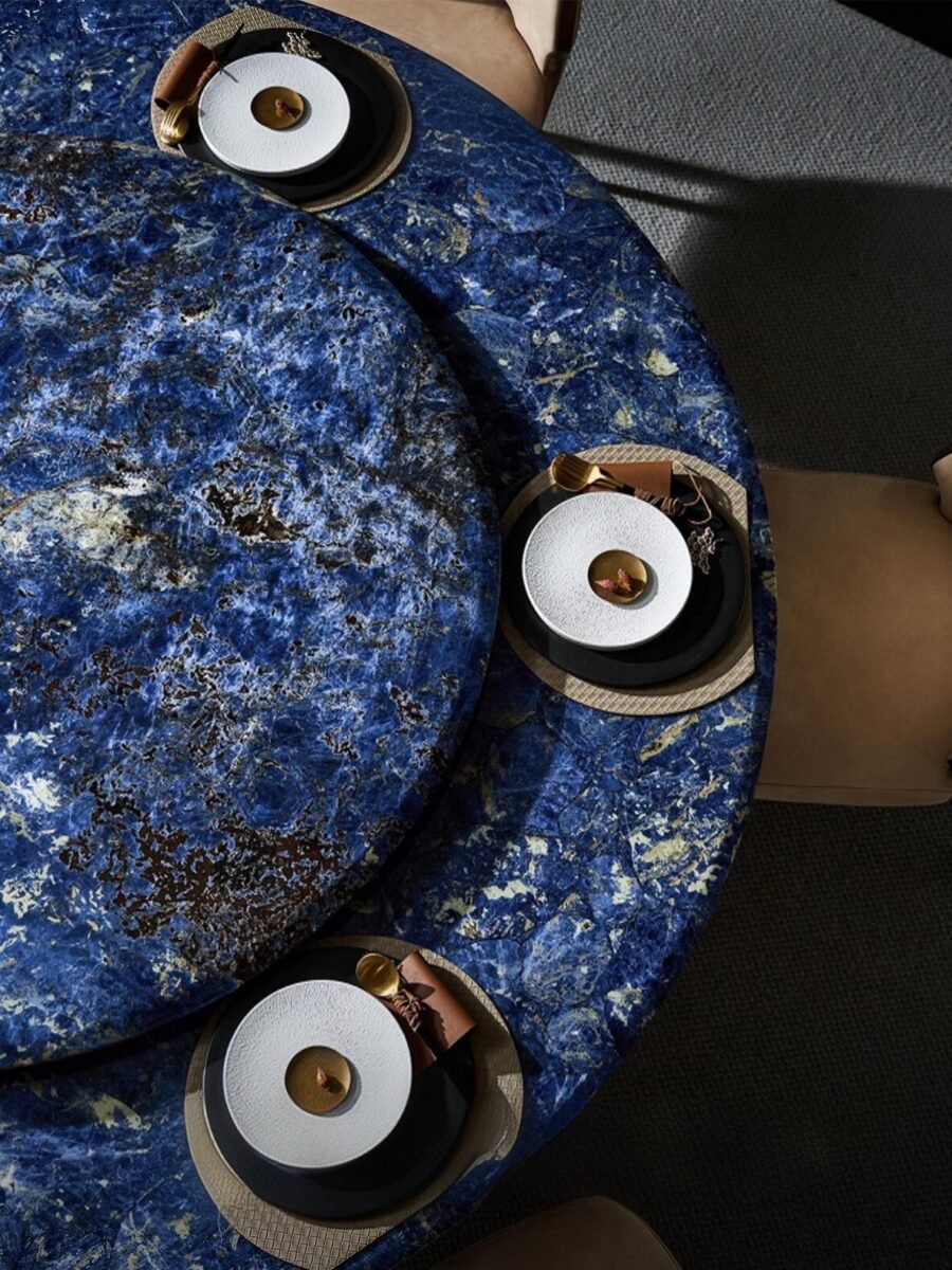 【One-of-a-Kind Collection】 Cloisonné LuxuryStone Dining Table - Full Slab Natural Stonewith Nature's Masterpiece Craftsmanship,Collectible High-End Furniture