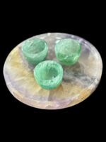 Natural luxury crystal stone "Tricolor Crystal Stone" tray. Dinner plate, fruit plate, display plate Specifications (18x18cm)