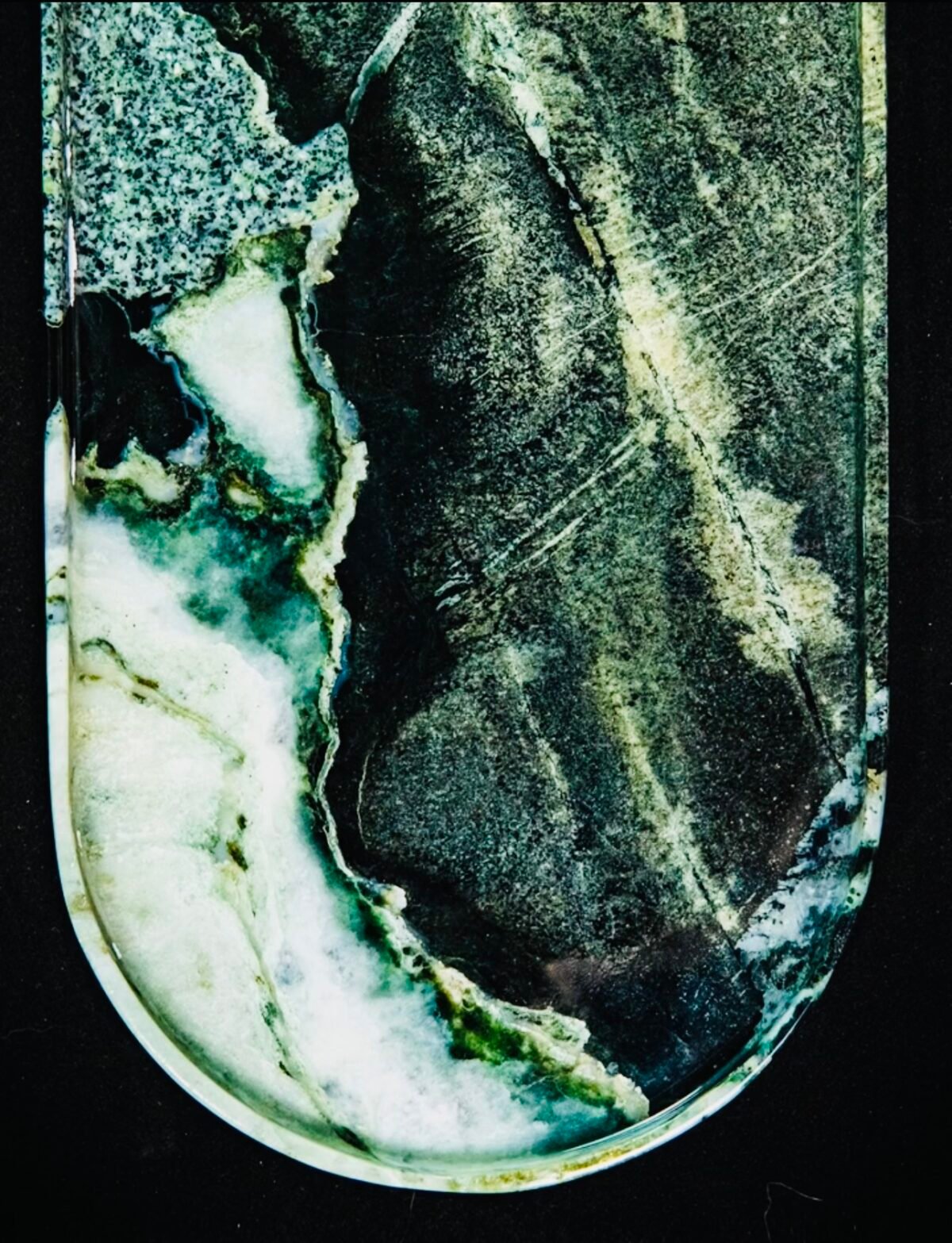 Natural luxury stone "Prada Green" tray. Dinner tray, fruit tray, display tray specifications (30*15CM)