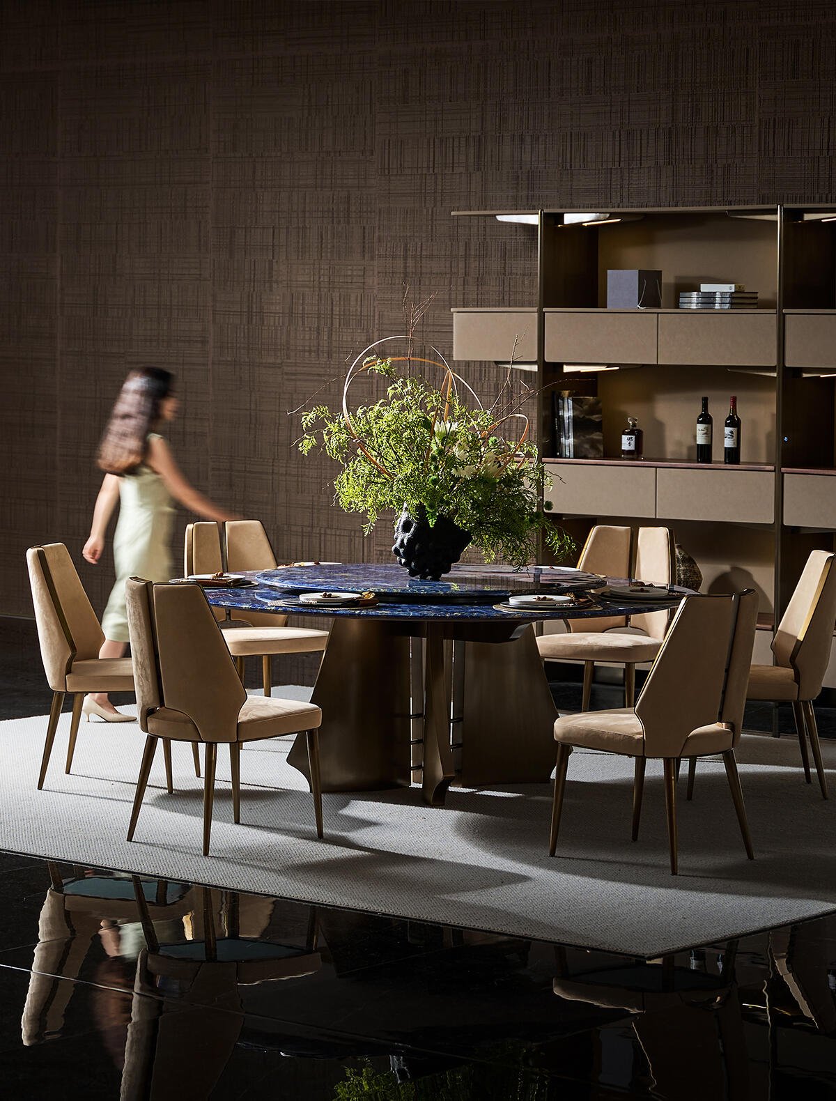 【One-of-a-Kind Collection】 Cloisonné LuxuryStone Dining Table - Full Slab Natural Stonewith Nature's Masterpiece Craftsmanship,Collectible High-End Furniture