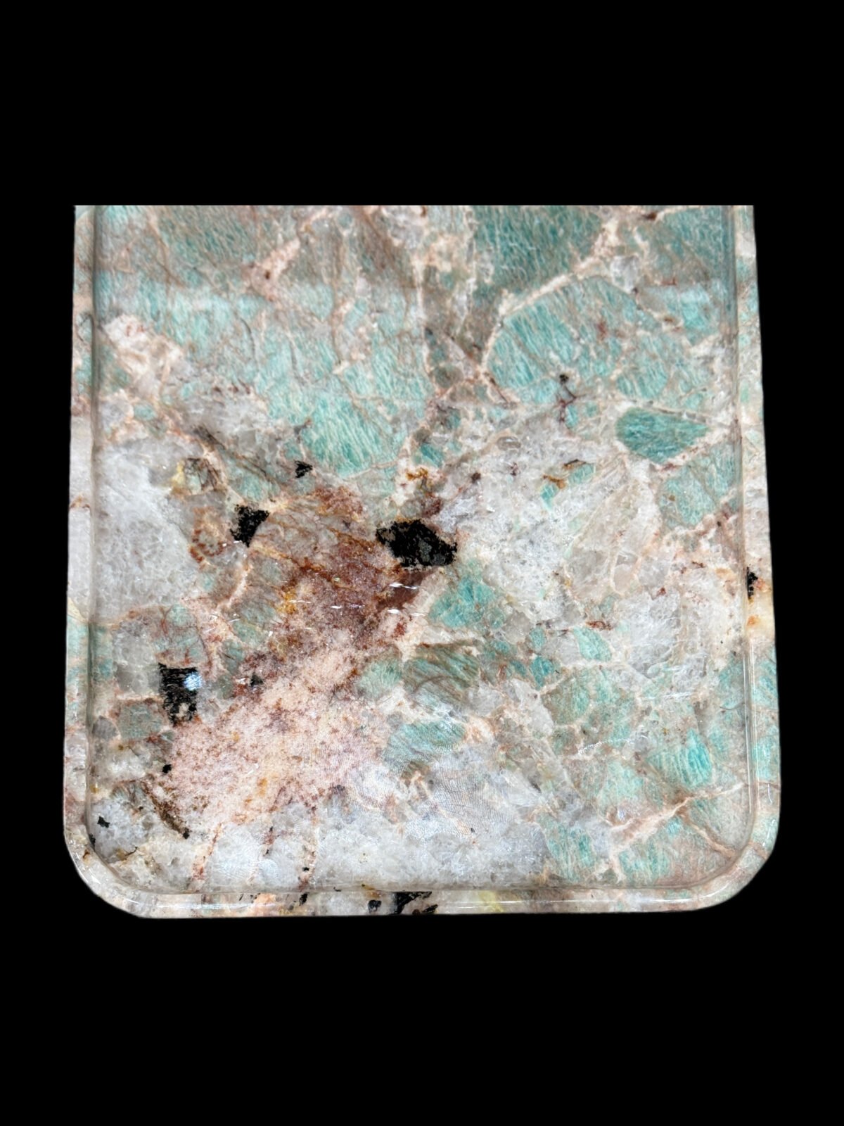 Natural luxury stone "Amazon Green" tray. Dinner tray, fruit tray, display tray specifications (30*20cm)
