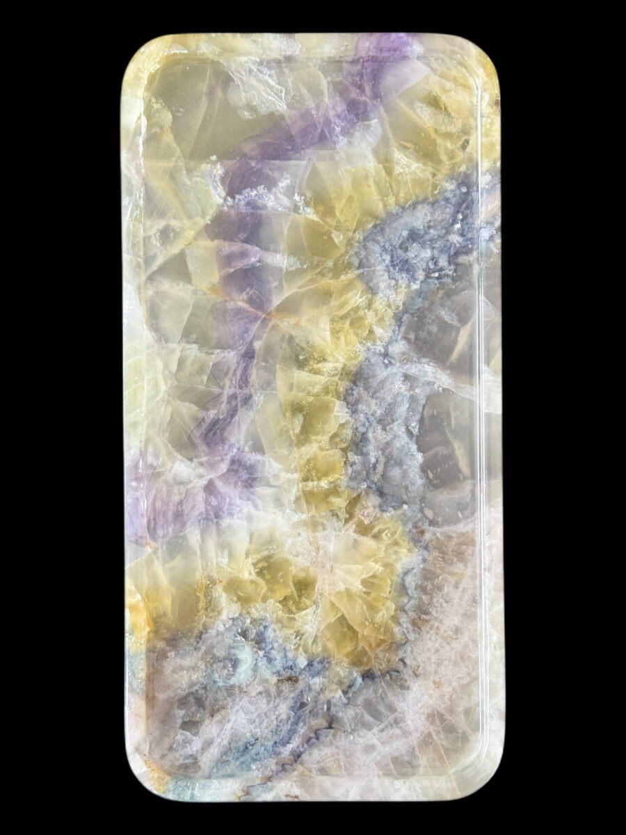 Natural luxury crystal stone "tri-color crystal stone" tray. Dinner plate, fruit plate, display plate Specifications (30*15CM)