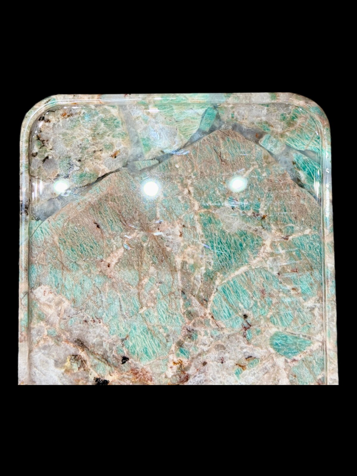 Natural luxury stone "Amazon Green" tray. Dinner tray, fruit tray, display tray specifications (30*20cm)