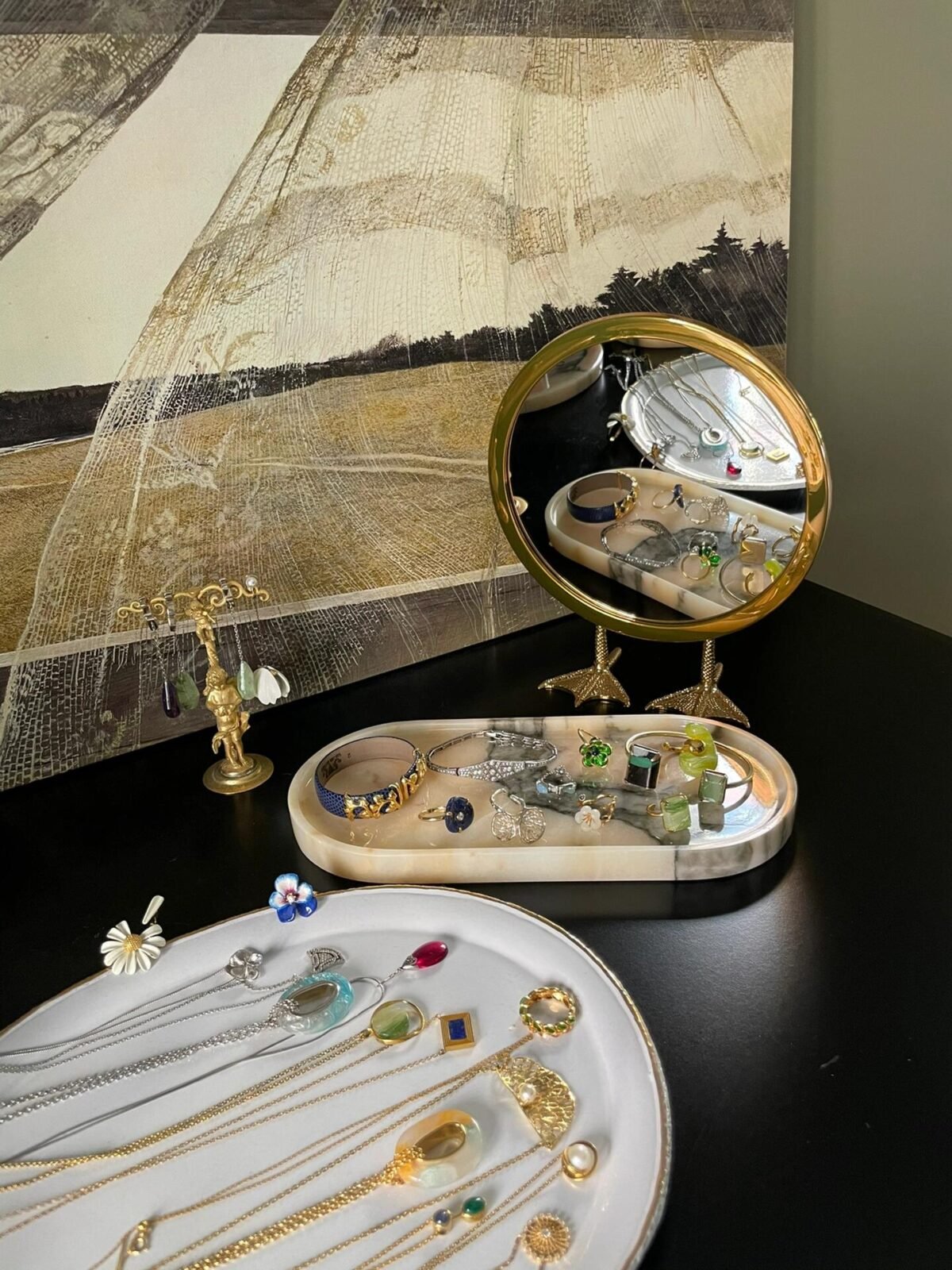 natural luxury stone 'rouge powder' tray