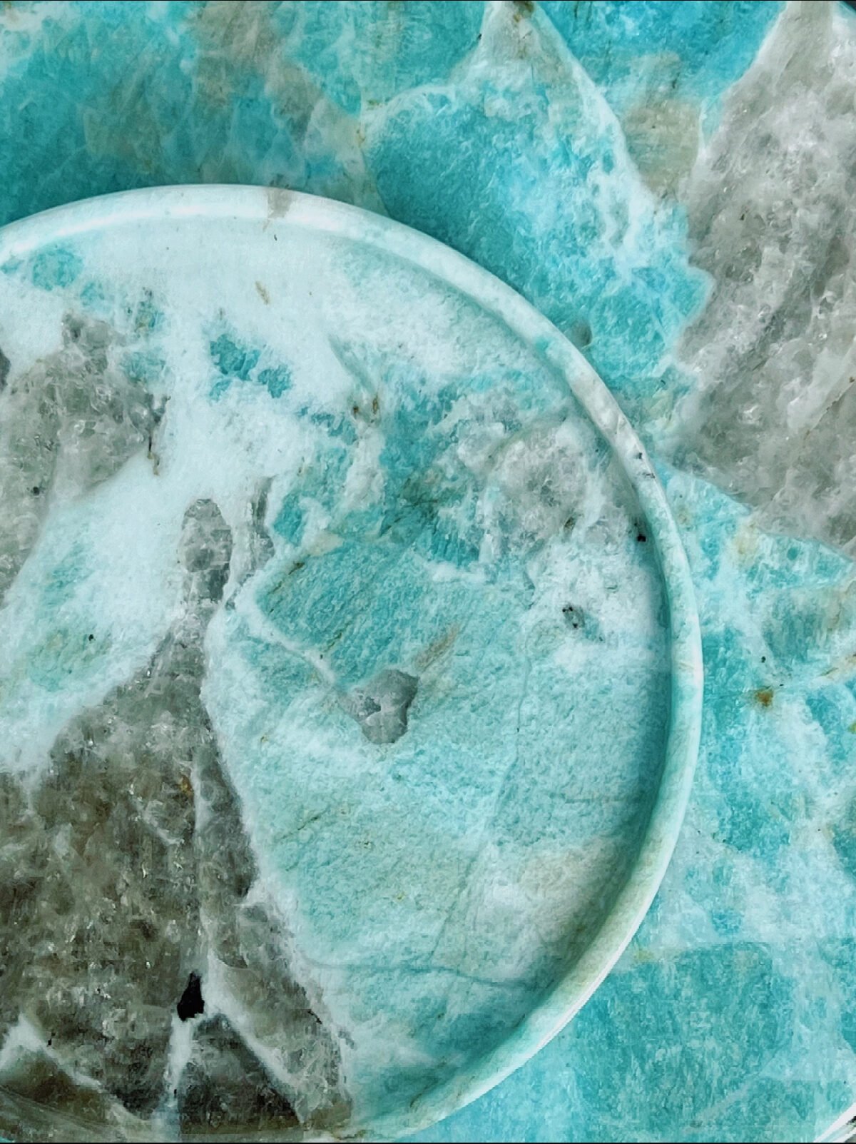 Natural luxury stone "Maldives Blue" tray, dinner tray, fruit tray, display tray