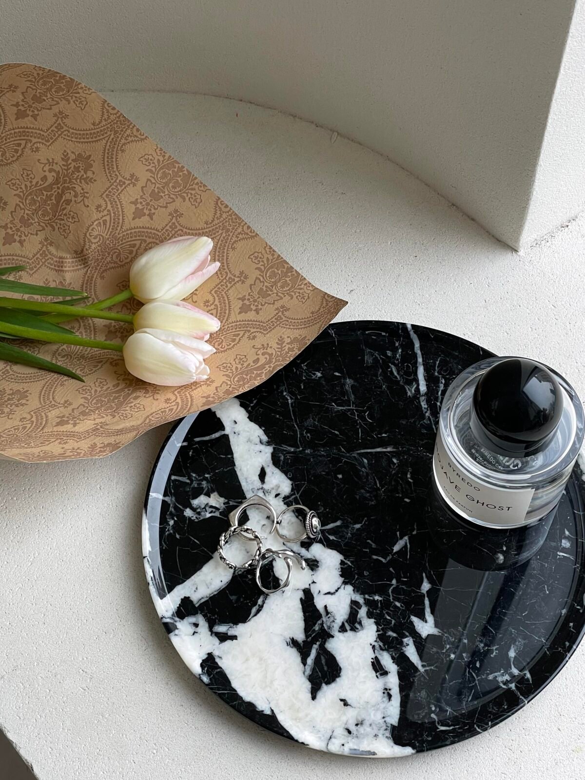 Natural luxury stone "Bulgari Black" tray